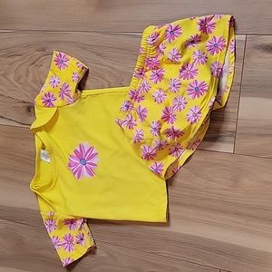 *3/$15* Swimsuit 9-12M Girl Pink & Yellow Floral 2pc